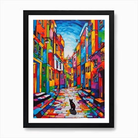 Painting Of Moscow Russia With A Cat In The Style Of Pop Art 1 Art Print