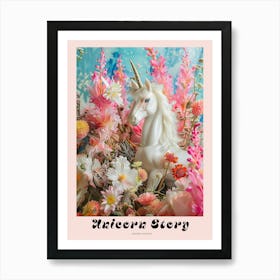 Toy Unicorn Surrounded By Flowers 3 Poster Art Print