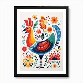 Scandinavian Bird Illustration Chicken 4 Art Print