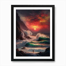 Sunset At The Beach 9 Art Print