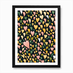 Heart Line Gold & Pink Pattern Art Print