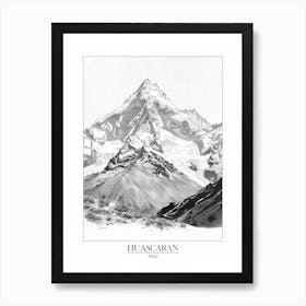 Huascaran Peru Line Drawing 8 Poster Art Print