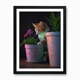 Cat In Pots Art Print
