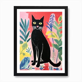 Matisse Inspired Colorful Black Cat Painting Poster 1 Art Print