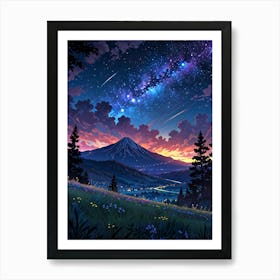 Night Sky Anime aesthetic 1 Art Print