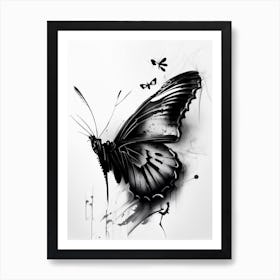 Monochrome Butterfly Graffiti Illustration 1 Art Print