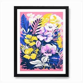 Colourful Botanical Risograph Style 13 Art Print