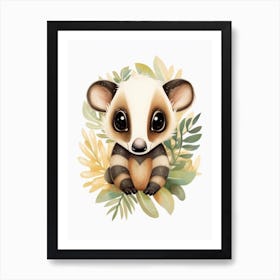 Watercolour Jungle Animal Tamandua 3 Art Print