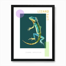 Blue Iguana Modern Illustration 9 Poster Art Print