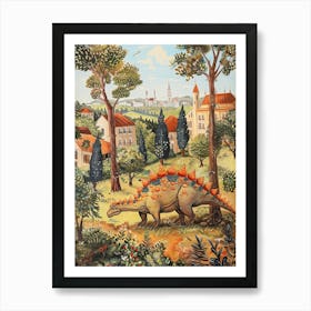 Dinosaur In An Ancient Village 1 Art Print