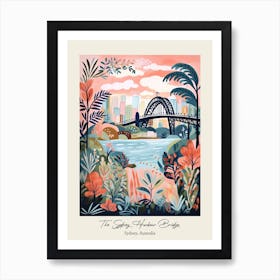 The Sydney Harbour Bridge   Sydney, Australia   Cute Botanical Illustration Travel 3 Poster Art Print