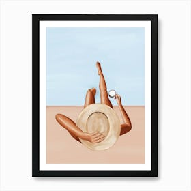 Poolside woman Art Print