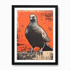 Pigeon, Woodblock Animal Drawing 3 Art Print