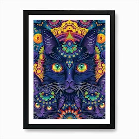 Psychedelic Cat 4 Art Print