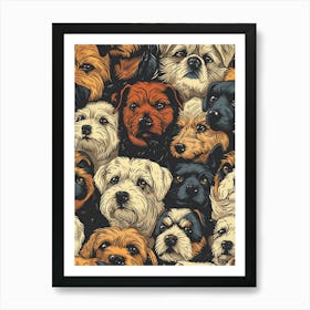 Perfectly Repeatable Artwork With Cute Dog Faces 13 Art Print