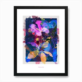 Periwinkle (Vinca) 3 Neon Flower Collage Poster Art Print