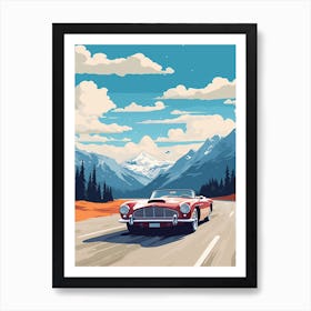 A Aston Martin Db5 Car In Icefields Parkway Flat Illustration 1 Art Print