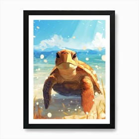 Modern Illustrative Sea Turtle Art Print