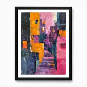 Abstract Painting, Acrylic On Canvas, Purple Color Art Print