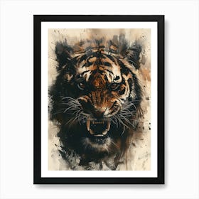 Badass Angry Tiger Ink Painting 16 Art Print