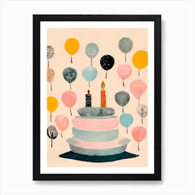 Cake And Ballons Art Print