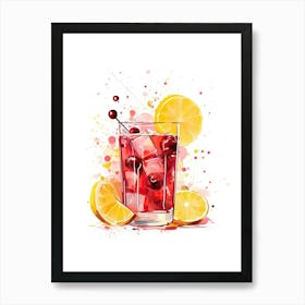 Watercolour Sangria Floral Infusion Cocktail 4 Art Print