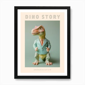 Pastel Toy Dinosaur In A Suit & Tie 2 Poster Art Print