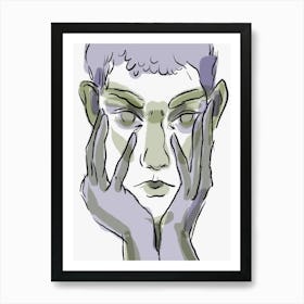 Man With His Hands On His Face Art Print