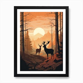 Deer In The Forest 4 Art Print