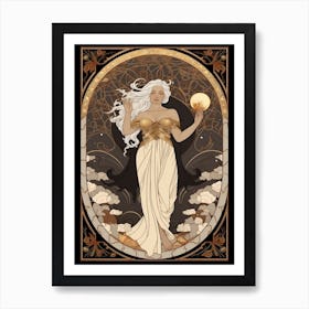 Greek Goddess In Black And Gold Art Print