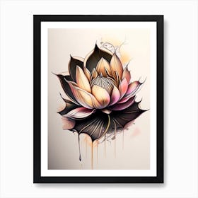 Lotus Flower Petals Graffiti 1 Art Print