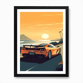 A Mclaren F1 In The Pacific Coast Highway Car Illustration 2 Art Print