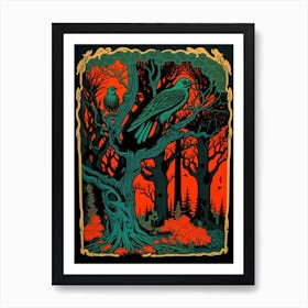 Crow In The Forest 1 Art Print