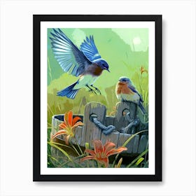 Blue Birds Art Print