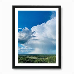 Cumulus Clouds Dominating A Spring Landscape Sunlight Peeks Through The Overcast Sky Casting A Mos (2) Art Print