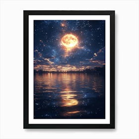 Full Moon Over Water 32 Art Print