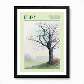 Ebony Tree Atmospheric Watercolour Painting 3 Poster Art Print