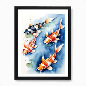 Koi Fish Watercolor Painting (26) Art Print