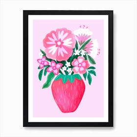 Strawberry Vase Art Print