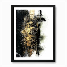 Abstract Painting, Black And Gold 1 Art Print