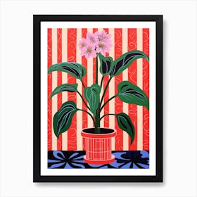 Pink And Red Plant Illustration Cast Iron Plant 2 Art Print