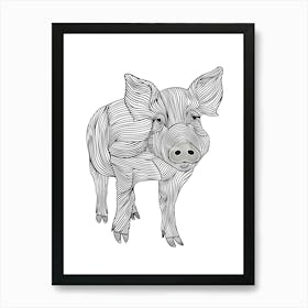 Pig Vector Illustration animal lines art Art Print