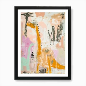 Abstract Brushstroke Mustard Dinosaur Art Print