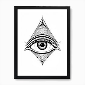 Intuition, Symbol, Third Eye Simple Black & White Illustration 2 Art Print