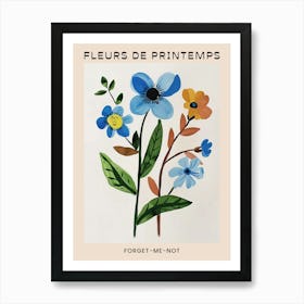 Spring Floral French Poster  Forget Me Not 5 Art Print