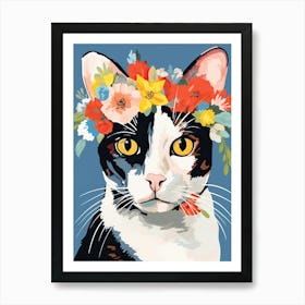 Japanese Bobtail Cat With A Flower Crown Painting Matisse Style 4 Art Print