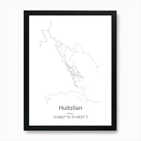 Huitzilan,Mexico Minimalist Map Art Print