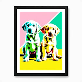 'Labrador Retriever Pups', This Contemporary art brings POP Art and Flat Vector Art Together, Colorful Art, Animal Art, Home Decor, Kids Room Decor, Puppy Bank - 87th Art Print