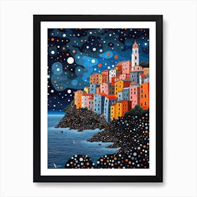 Cinque Terre, Italy, Illustration In The Style Of Pop Art 2 Art Print