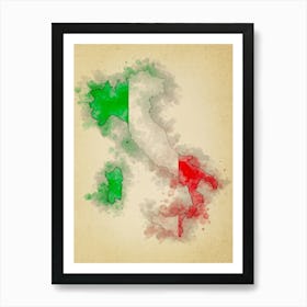 Italy Flag Vintage Art Print